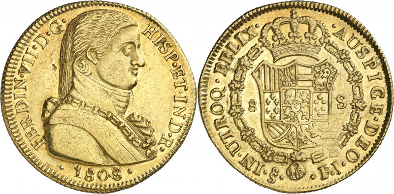 1808. Fernando VII. Santiago. FJ. 8 escudos. (AC. 1861) (Cal.Onza 1342 var por l...