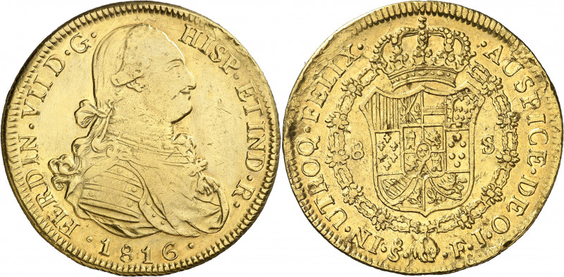 1816. Fernando VII. Santiago. FJ. 8 escudos. (AC. 1873) (Cal.Onza 1361). Sin pun...