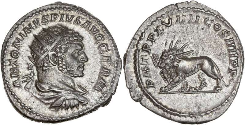 Caracalla - Antoninien (Rome) 
R/ Lion tenant un foudre ailé dans sa gueule.

Ar...