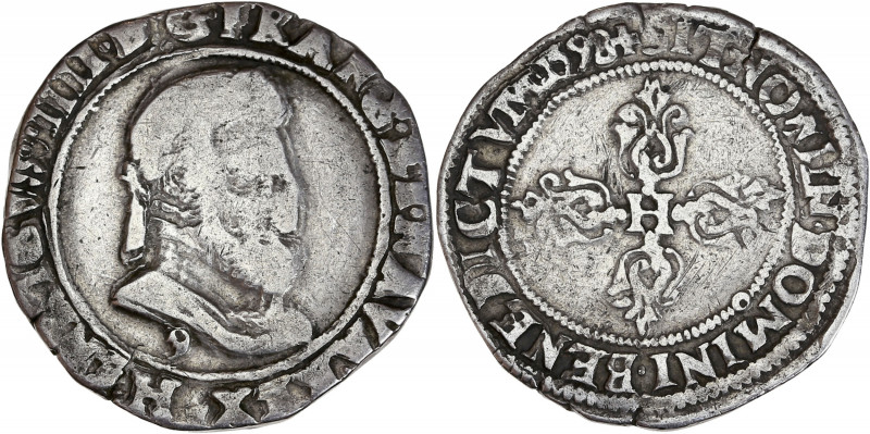 Henri IV - 1/2 franc 1598 9 (Rennes) 

Argent - 6,63 grs - 27 mm
Dy.1212A
TB
RRR...