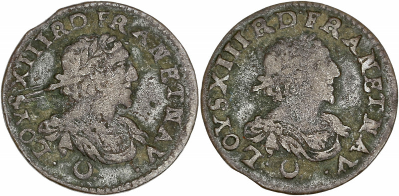 Louis XIII - Double tournois non daté (Axe Loire-Rhône) - Double avers 

Cuivre ...