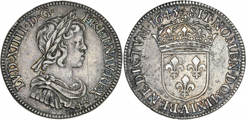 Louis XIV - 1/4 écu mèche courte 1645 A (Paris) 
R/ Point après date (Louvre)

A...
