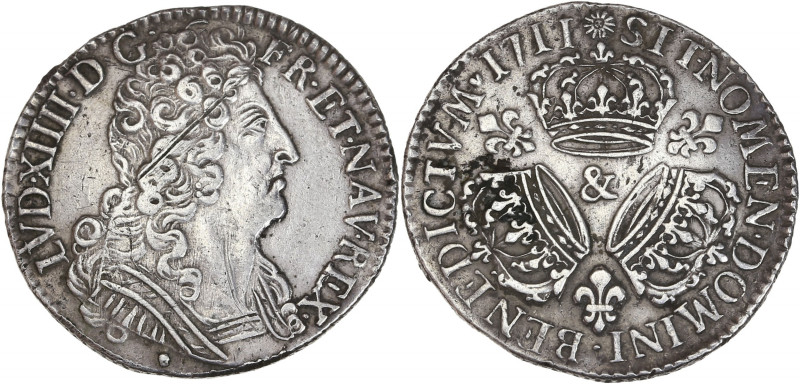 Louis XIV - 1/4 écu aux 3 couronnes 1711 & (Aix-en-Provence) 

Argent - 7,58 grs...