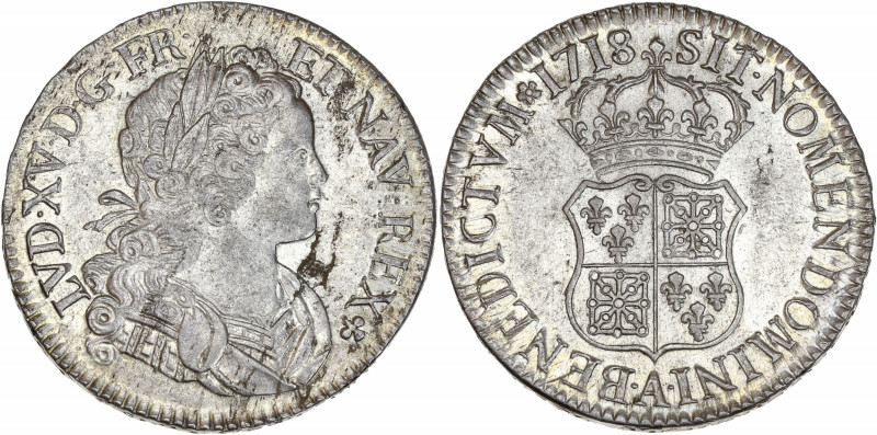 Louis XV - Ecu de France-Navarre 1718 A (Paris) 

Argent - 24,48 grs - 38,5 mm
G...