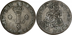 Louis XV - Double Sol aux 2 L couronnés 1742 H (La Rochelle) - Sans doute faux 19ème siècle 
Variété au gros L et à la grosse couronne.

Billon - 1,97...