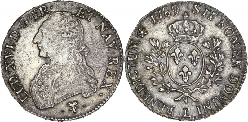 Louis XVI - Ecu au buste habillé 1789 L (Bayonne) 

Argent - 28,99 grs - 41 mm
G...