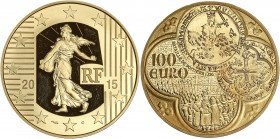 La Semeuse - 100 euro 2015 - Frappe BE 

Or - 17,00 grs - 31 mm
G.EU743
SPL+

Or 920/1000. Tirage de 500 exemplaires. Monnaie dans sa boite d'origine ...