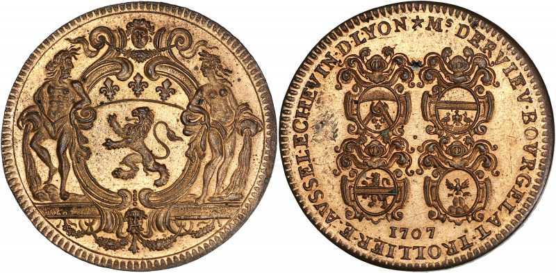 Échevins de Lyon - Jeton 1707 

Cuivre - 9,69 grs - 31 mm
SUP+

Assez rare ! Sup...