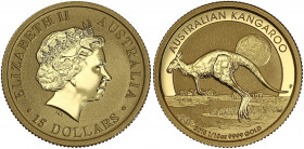 Australie - 10 dollars (1/10 once) Kangourou 2015 

Or (999/1000) - 3,13 grs - 16 mm
SPL à FDC