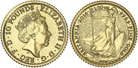 Grande Bretagne, Elisabeth II - 10 pounds (1/10 once) Britannia 2016 

Or (999/1000) - 3,14 grs - 16 mm
SPL à FDC