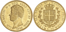 Italie, Royaume de Sardaigne, Charles-Albert - 20 lires 1838 (Gênes) 

Or - 6,42 grs - 21 mm
Gigante.28
TTB+