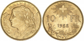 Suisse - 10 francs or 1922 

Or - 3,24 grs - 19 mm
KM.20-36
SPL

Superbe exemplaire.