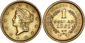 USA - 1 dollar 1851 

Or - 1,67 grs - 13 mm
SUP

Très léger nettoyage pour ce bel exemplaire.