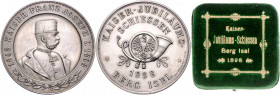 SHOOTING MEDALS AUSTRIA-HUNGARY&nbsp;
Ag medaile Císařská jubilejní střelba Berg Isel u Innsbrucku, 1898, 27,75g, původní etuje,44 mm, Ag 900/1000, J...