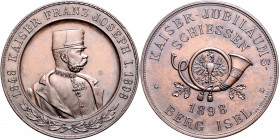 SHOOTING MEDALS AUSTRIA-HUNGARY&nbsp;
AE medaile Císařská jubilejní střelba Berg Isel, 1898, 33,11g, 44 mm, J. Christlbauer, J. Schwerdtner, Haus 522...