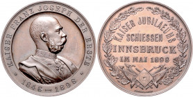 SHOOTING MEDALS AUSTRIA-HUNGARY&nbsp;
AE medaile Císařská jubilejní střelba Innsbruck, 1898, 34,44g, 44 mm, J. Schwerdtner, J. Christlbauer, Haus 522...