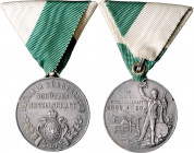 BRNO (BRÜNN)&nbsp;
Ag medaile Brněnská měšťanská střelecká společnost, za 20ti leté členství 1890 - 1910, zelenobílá stuha, b. l. (1910), 28,7g, dobo...