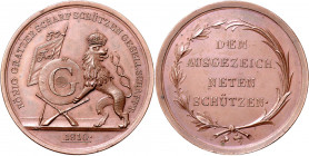 HRADEC KRÁLOVÉ (KÖNIG GRATZ)&nbsp;
AE medaile Společnost ostrostřelců Hradec králové (König Gratz), "Pro výborného střelce", 1810, 28,83g, pouze 3 na...