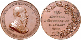 JABLONEC NAD NISOU (GABLONZ A/N)&nbsp;
AE medaile Císař Maxmilián, 25. výročí založení spolku na podporu veteránů Jablonec (Gablonz a.d.N), 1896, 48,...