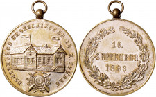 MORAVSKÁ TŘEBOVÁ (MÄHRISCH TRÜBAU)&nbsp;
AE medaile Úvodní slavnostní střelba Moravská Třebová (Mährisch Trübau), 1883, 19,92g, pouze 5 ks na trhu. d...