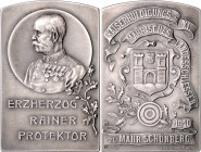 ŠUMPERK (MÄHRISCH SCHÖNBERG)&nbsp;
Ag plaketa XI. Moravská zemská střelba Šumperk (Mährisch Schönberg), pod záštitou arcivévody Rainera, 1910, 31,6g,...