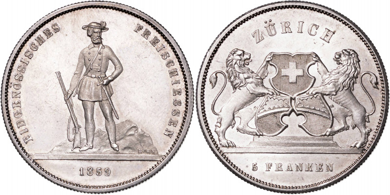SWISS SHOOTING MEDALS&nbsp;
5 Frank slavnostní střelba Zurich, 1859, 25,04g, 37...