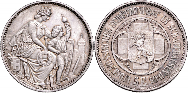 SWISS SHOOTING MEDALS&nbsp;
5 Frank Slavnostní střelba Schaffhausen, 1865, 24,9...