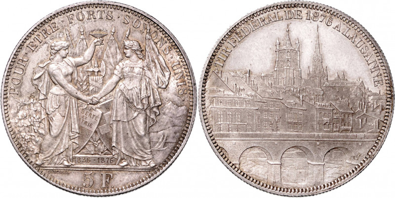 SWISS SHOOTING MEDALS&nbsp;
5 Frank Slavnostní střelba Lausanne, 1876, 24,88g, ...