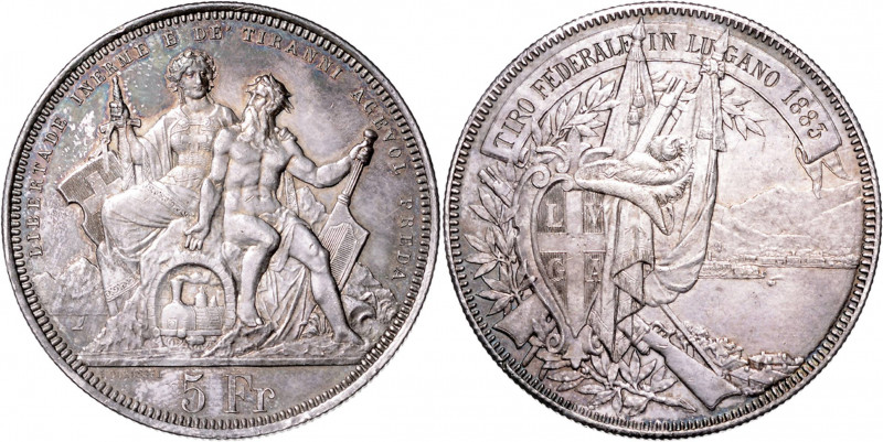 SWISS SHOOTING MEDALS&nbsp;
5 Frank Slavnostní střelba Lugano, 1883, 24,98g, 37...