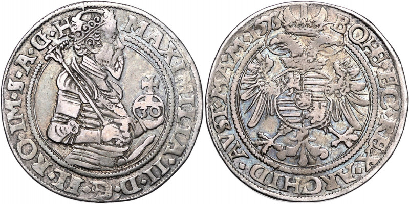 MAXIMILIAN II (1564 - 1576)&nbsp;
30 Kreuzer, 1573, 12,11g, Kutna Hora. Hal 191...