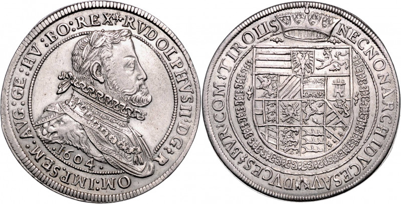 RUDOLF II (1576 - 1612)&nbsp;
1 Thaler, 1604, 28,44g, Hall. Dav 3005&nbsp;

a...