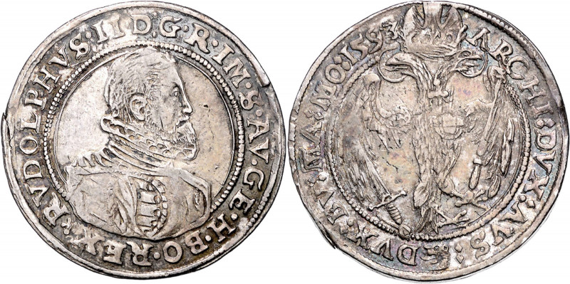 RUDOLF II (1576 - 1612)&nbsp;
1/2 Thaler, 1593, 14,15g, České Budějovice. Hal 4...