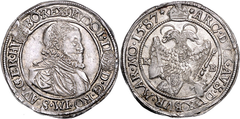RUDOLF II (1576 - 1612)&nbsp;
1/4 Thaler, 1587, 7,16g, KB. Husz 1046&nbsp;

E...