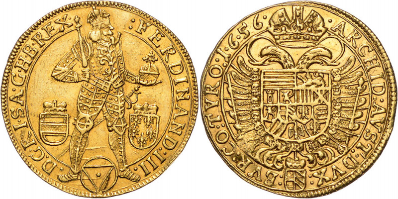 FERDINAND III (1637 - 1657)&nbsp;
2 Ducats, 1656, 6,91g, Her 136&nbsp;

about...