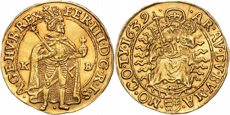 FERDINAND III (1637 - 1657)&nbsp;
1 Ducat, 1639, 3,47g, KB. Husz 1216&nbsp;

...