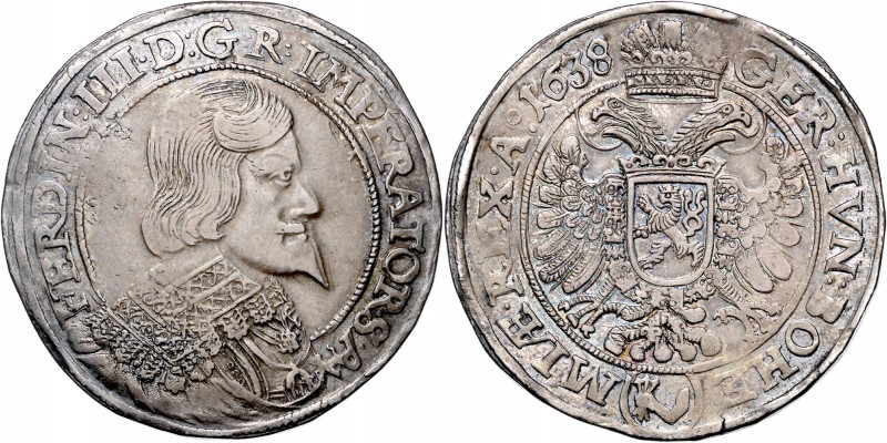 FERDINAND III (1637 - 1657)&nbsp;
1 Thaler, 1638, 28,82g, Kutna Hora. Hal 1187&...