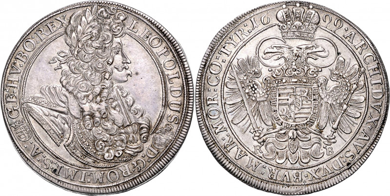 LEOPOLD I (1657 - 1705)&nbsp;
1 Thaler, 1699, 28,48g, KB. Husz 1374&nbsp;

EF...