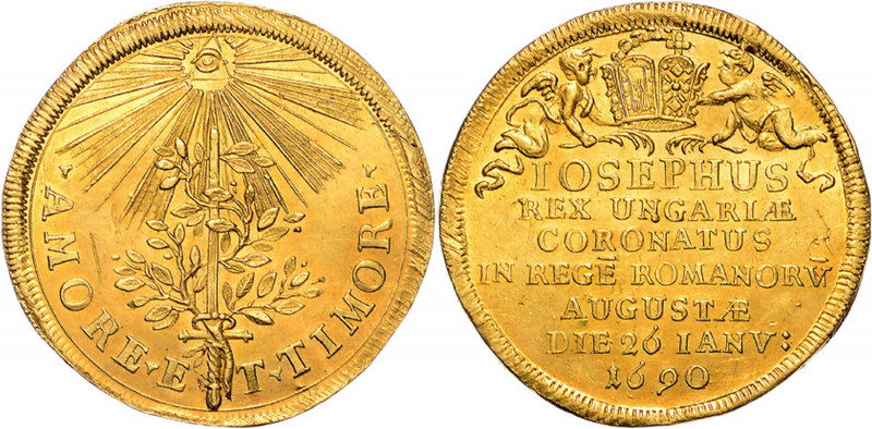 JOSEPH I (1705 - 1711)&nbsp;
1 1/2 Ducat Coronation of Joseph I, 1690, 5,07g, 2...