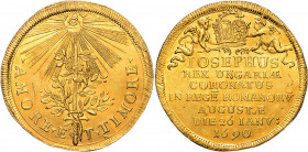 JOSEPH I (1705 - 1711)&nbsp;
1 1/2 Ducat Coronation of Joseph I, 1690, 5,07g, 25 mm, Au 986/1000, Mont 1231&nbsp;

about UNC | about UNC , mírně zv...