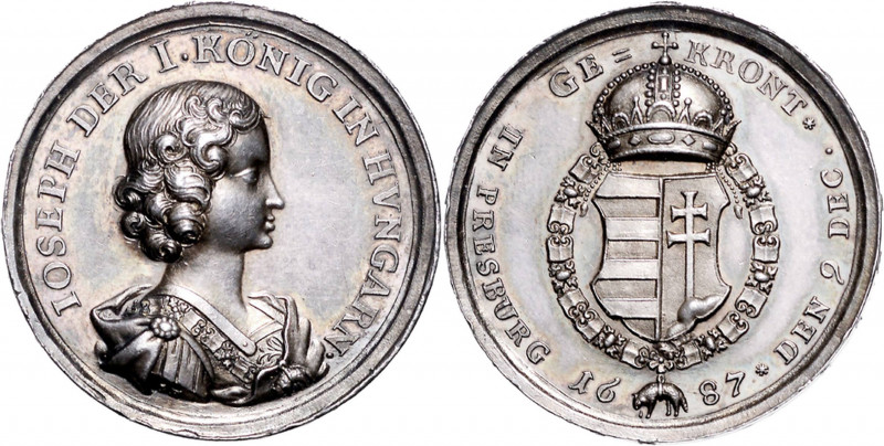 JOSEPH I (1705 - 1711)&nbsp;
Silver jeton Coronation of Joseph I as Hungarian m...