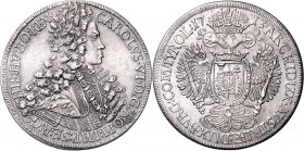 CHARLES VI (1711 - 1740)&nbsp;
1 Thaler (Charles VI With the portrait of Joseph I), 1713, 28,46g, Hall. Her 332&nbsp;

about EF | EF