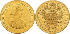 MARIA THERESA (1740 - 1780)&nbsp;
2 Ducats, 1771, 6,99g, Karlsburg. Her 68&nbsp;

EF | EF