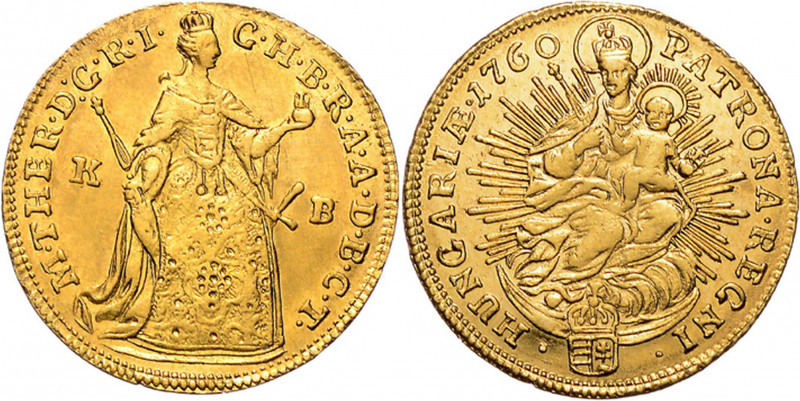 MARIA THERESA (1740 - 1780)&nbsp;
1 Ducat, 1760, 3,49g, KB. Her 253&nbsp;

ab...