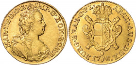 MARIA THERESA (1740 - 1780)&nbsp;
Souverain D´or, 1750, 5,53g, Her 375&nbsp;

VF | VF