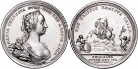 MARIA THERESA (1740 - 1780)&nbsp;
Silver medal Coronation of Maria Theresa as Hungarian Queen (variant with two putti), 1741, 29,63g, 44 mm, Ag 900/1...
