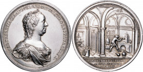 MARIA THERESA (1740 - 1780)&nbsp;
Silver medal Award for proficiency in melting and purification of metals, Mining Academy (Bergschola) Schemnitz, b....