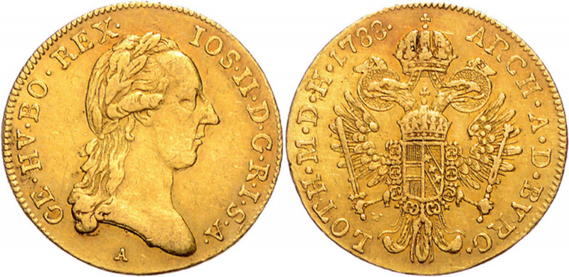 JOSEPH II (1765 - 1790)&nbsp;
1 Ducat, 1788, 3,46g, A. Her 30&nbsp;

about EF...