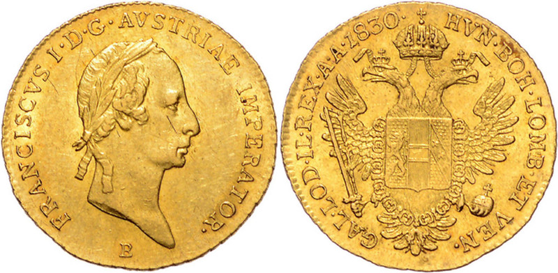 FRANCIS II / I (1792 - 1806 - 1835)&nbsp;
1 Ducat, 1830, 3,48g, B. Früh 104&nbs...