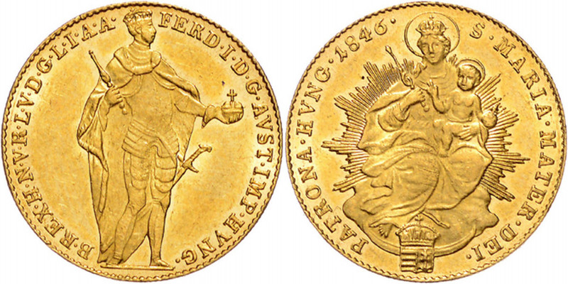 FERDINAND V / I (1835 - 1848)&nbsp;
1 Ducat, 1846, 3,49g, Früh 928&nbsp;

abo...