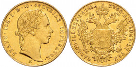 FRANZ JOSEPH I (1848 - 1916)&nbsp;
1 Ducat, 1856, 3,48g, B. Früh 1179&nbsp;

EF | about EF